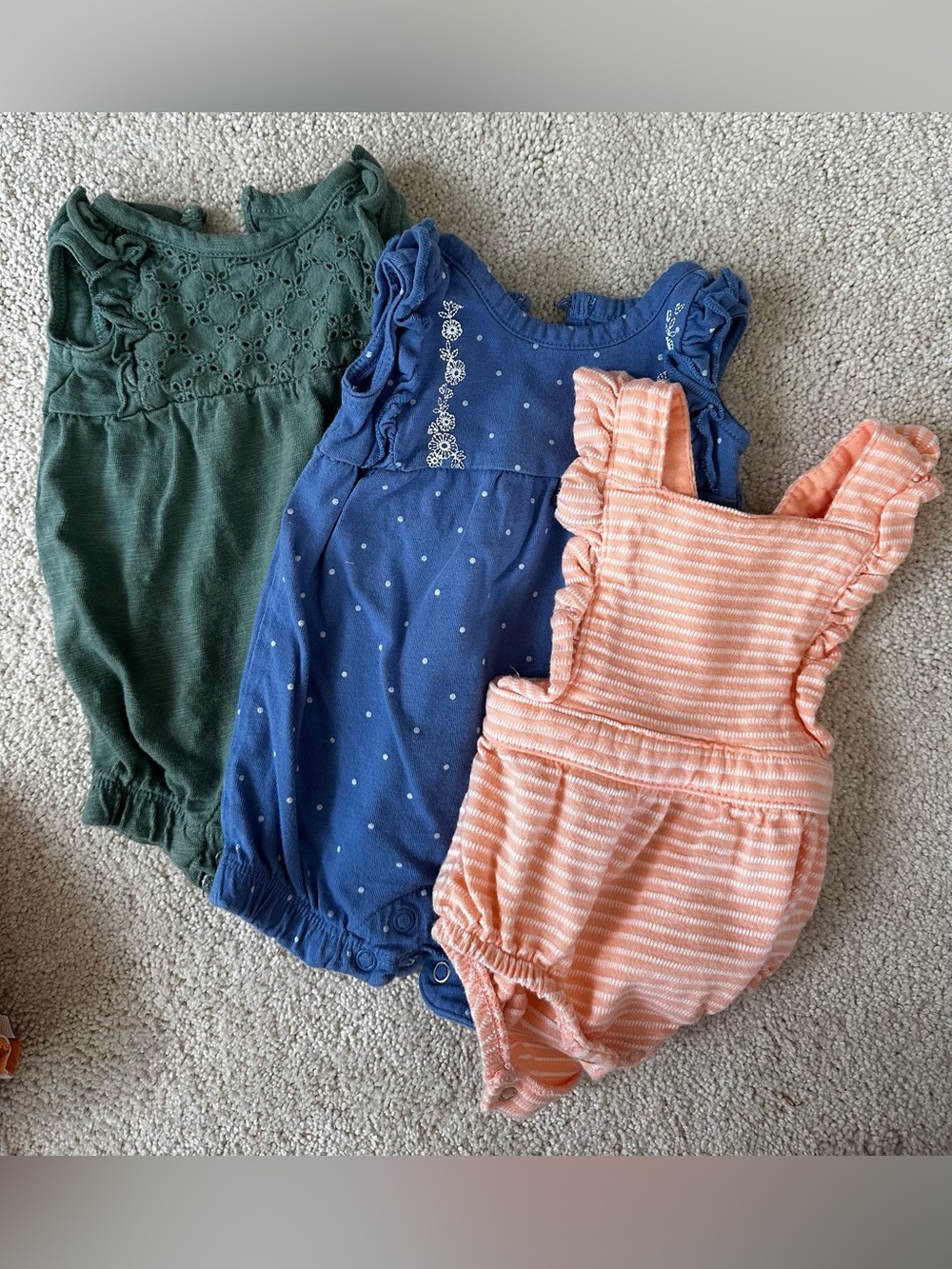 Carter's Girls 3-Pack Ruffle One-Piece Bodysuits